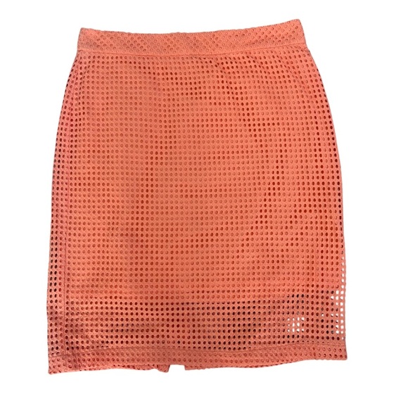 Trina Turk Eyelet Coral Peach Skirt 100% Cotton Size 4 - Picture 2 of 7